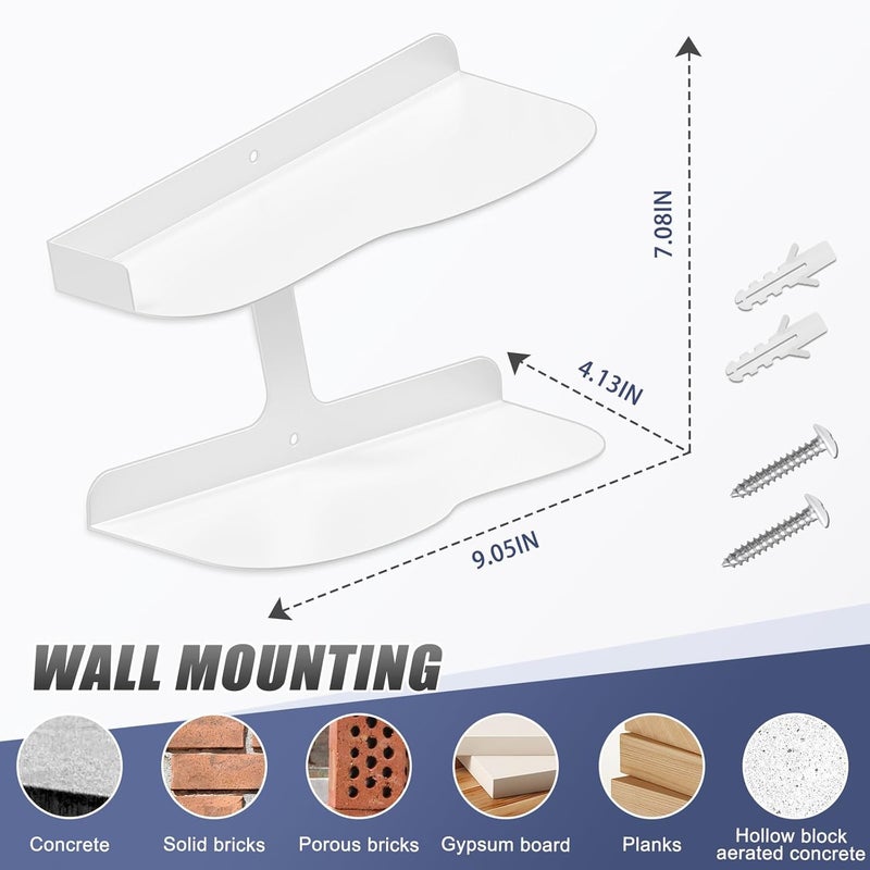HANDSONIC 2 Pcs Floating Shoe Display Shelves for Wall Mount,H-Type Sturdy Levitating Shoe Wall Shelf,Sneaker Holders Rack for Shoes Collectors Advertising Exhibition Shoe Store Show Shoe Shelf for Wall White - Image 3
